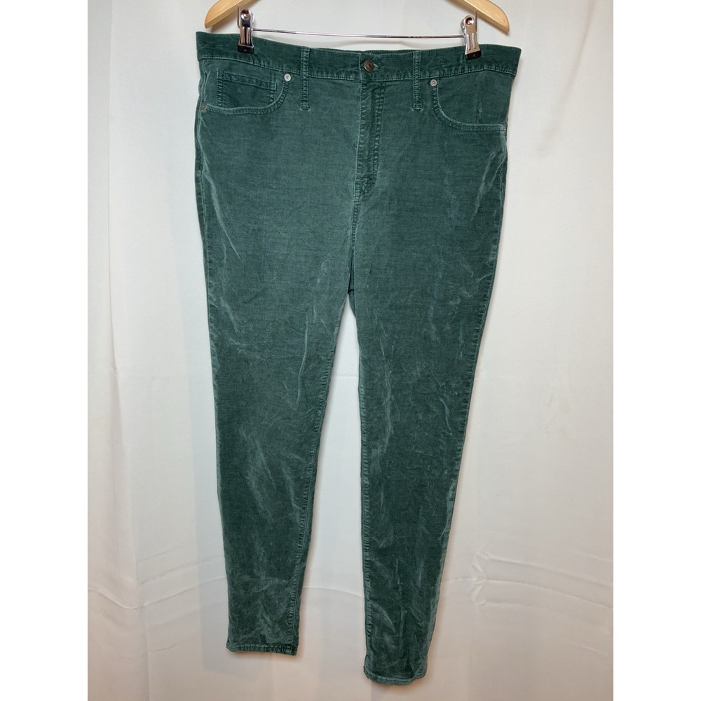 Madewell 10"‎ High-Rise Skinny Corduroy Pants Women's Size 33 Green Stretch